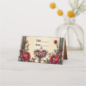 Eine gotische Romantik. Ein verzierter, gotischer Platzkarte (Vorderseite)