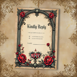 Eine gotische Romantik. Ein verzierter, gotischer  RSVP Karte