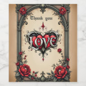 Eine gotische Romantik. Ein verzierter, gotischer  Weinetikett (Einzelnes Label)