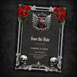Eine gotische Symbiose, elegantes Heert und Schäde Save The Date
