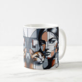 Eine Graffiti-Katze mit ihrer Katze. Kaffeetasse (VorderseiteRechts)