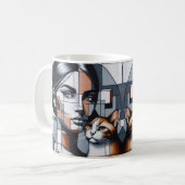 Eine Graffiti-Katze mit ihrer Katze. Kaffeetasse (Vorderseite Links)