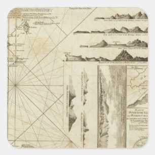 Eine Grafik der Maderas und Kanarischen Inseln Quadratischer Aufkleber