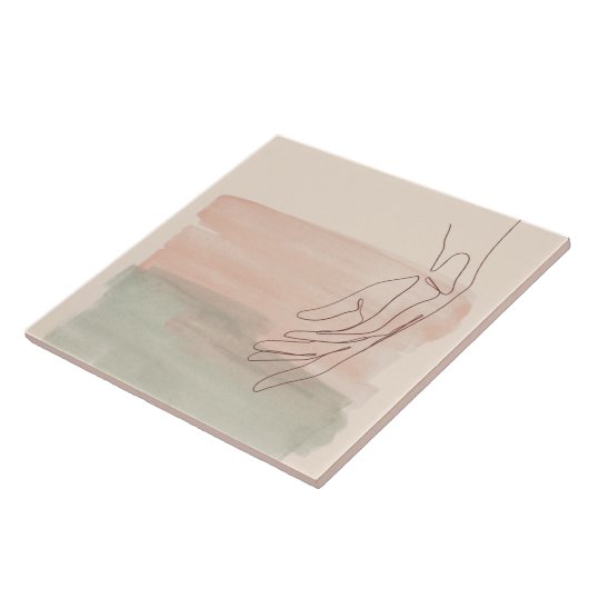 Eine Grafik zeichnend Hand in der Wasserpastel Fliese (Seite)