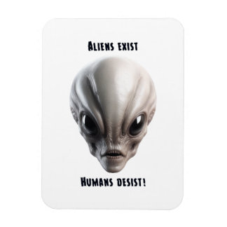 Eine graue/graue realistische Alien für den Druck Magnet