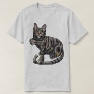 Eine graue Katze mit "Ich Liebe Katzen"! T-Shirt
