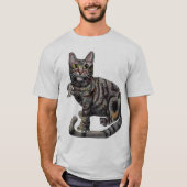 Eine graue Katze mit "Ich Liebe Katzen"! T-Shirt (Vorderseite)