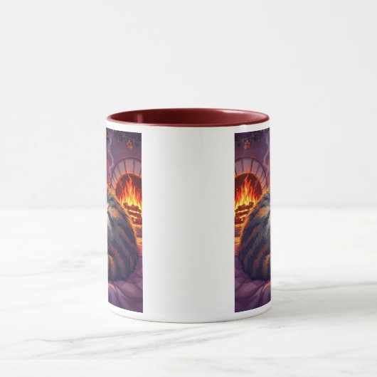 Eine graue Katze schläft in einem Cosy-Salon. Tasse (Zentrum)