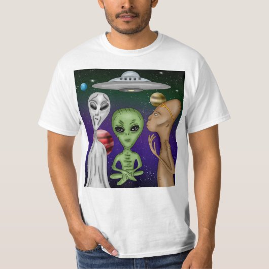 Eine graue, kleine grüne Anunnaki-Alien Zeichne T-Shirt (Vorderseite)