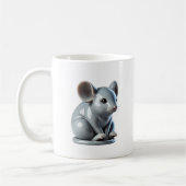 Eine graue Maus mit 3D-Aussehen. Kaffeetasse (Links)