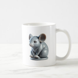 Eine graue Maus mit 3D-Aussehen. Kaffeetasse