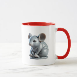 Eine graue Maus mit 3D-Aussehen. Tasse