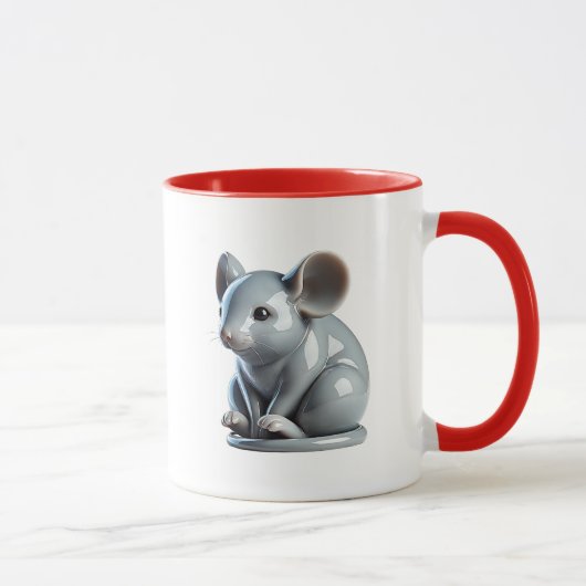 Eine graue Maus mit 3D-Aussehen. Tasse (Rechts)