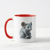 Eine graue Maus mit 3D-Aussehen. Tasse (Links)