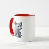 Eine graue Maus mit 3D-Aussehen. Tasse (Vorderseite Links)