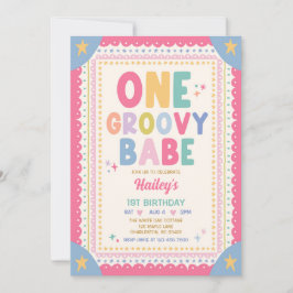 Eine Groovy-Babe Whimsical-Girl 1. Geburtstagsfeie Einladung
