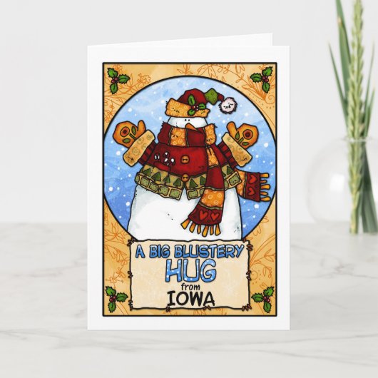 Eine große Blustenumarmung aus Iowa Feiertagskarte (Vorderseite)