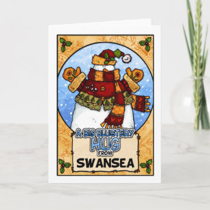 Eine große Blustery Umarmung von Swansea Feiertagskarte