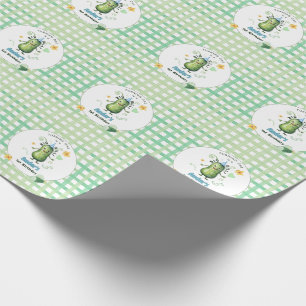 Eine große Dillgurke zum ersten Geburtstag Blau Geschenkpapier