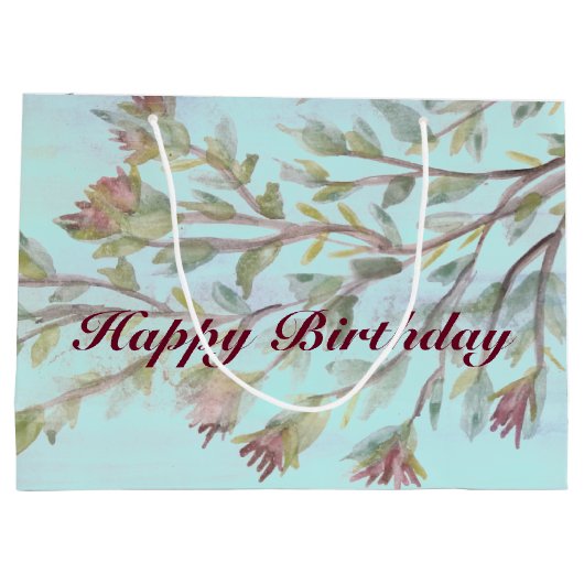 Eine große florale Geschenktasche mit Aquarellfarb Große Geschenktüte (Rückseite)