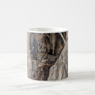 Eine große Horned Owl in Kaffeetasse