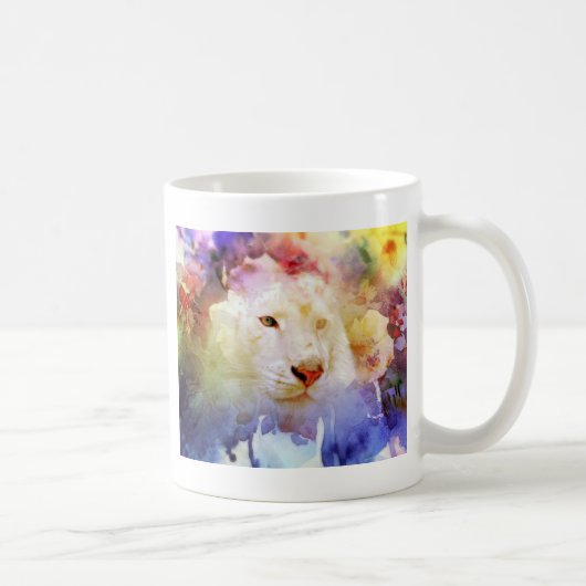Eine große Katze auf einem Blumenfeld Kaffeetasse (Rechts)
