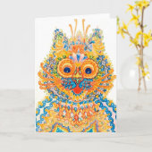 Eine große Mit Augen Katze, Louis Wain Karte (Gelbe Blume)