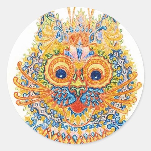 Eine große Mit Augen Katze, Louis Wain Runder Aufkleber (Vorderseite)