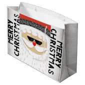 Eine große rot-weiße Tasche für ein Weihnachtsgesc Geschenktüte (Rückseite Schrägansicht)