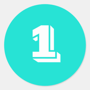 Eine große runde türkisfarbene Zahlenaufkleber von Runder Aufkleber