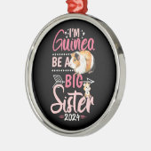 Eine große Schwester 2024 - Guinea Pig Pun Ornament Aus Metall (Links)