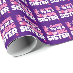 Eine große Schwester - Pink Fairy Hearts Geschenkpapier