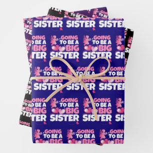 Eine große Schwester - Pink Fairy Hearts Geschenkpapier Set