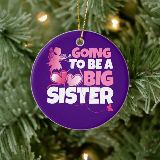 Eine große Schwester - Pink Fairy Hearts Keramik Ornament (Baum)