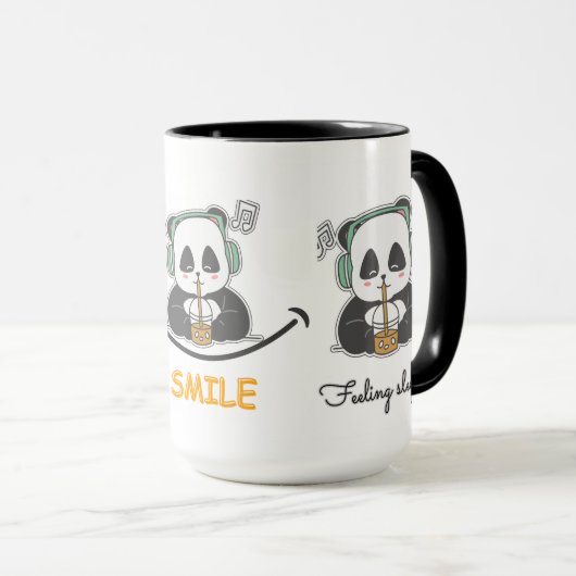 Eine große Tasse in Weiß und Schwarz mit niedliche (VorderseiteRechts)