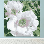 Eine große, weiße Pony auf der Leinwand. Leinwanddruck (Insitu (Holzboden))