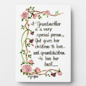 Eine Großmutter ist eine sehr besondere Person Fotoplatte (Vorderseite)