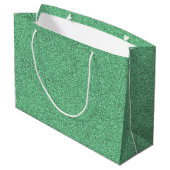 Eine grüne Geschenktasche mit weißem Seilgriff Große Geschenktüte (Rückseite Schrägansicht)