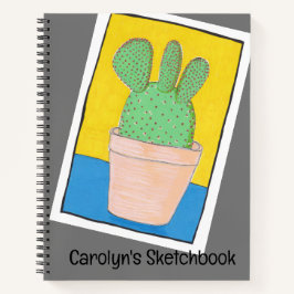 Eine grüne, stachelige Birne in einem Topf mit Ihr Notizblock