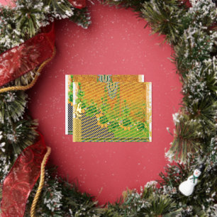 eine grüne und gelbe Wand Folien Feiertagspostkarte