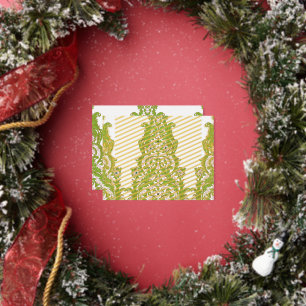 eine grüne und weiße Tapete mit verziertem Design Folien Feiertagspostkarte