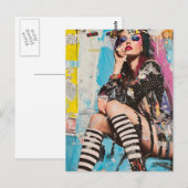 Eine Grunge-Mode-Dame Collage Postkarte (Vorne/Hinten)