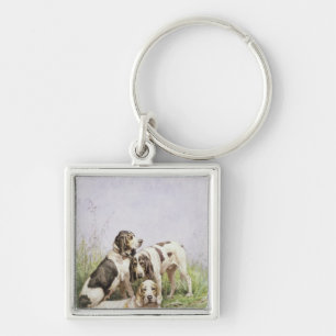 Eine Gruppe französische Jagdhunde Schlüsselanhänger