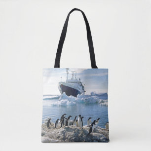 Eine Gruppe Penguins stehend auf einem eisigen Tasche