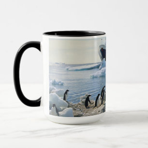 Eine Gruppe Penguins stehend auf einem eisigen Tasse