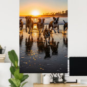 Eine Gruppe von Hunden jagen und spritzen Poster (Heimbüro)