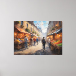 eine Gruppe von Leuten, die eine Straße hinunter g Leinwanddruck