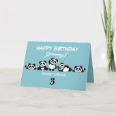 Eine Gruppe von Pandas zum Personalisierten Geburt Karte (Vorderseite)