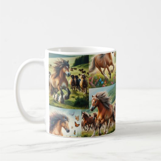 Eine Gruppe von Wildpferden Kaffeetasse (Links)