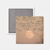 Eine Gruppe wandernder Schneegänse, Grus Magnet (Vorderseite/Rückseite)